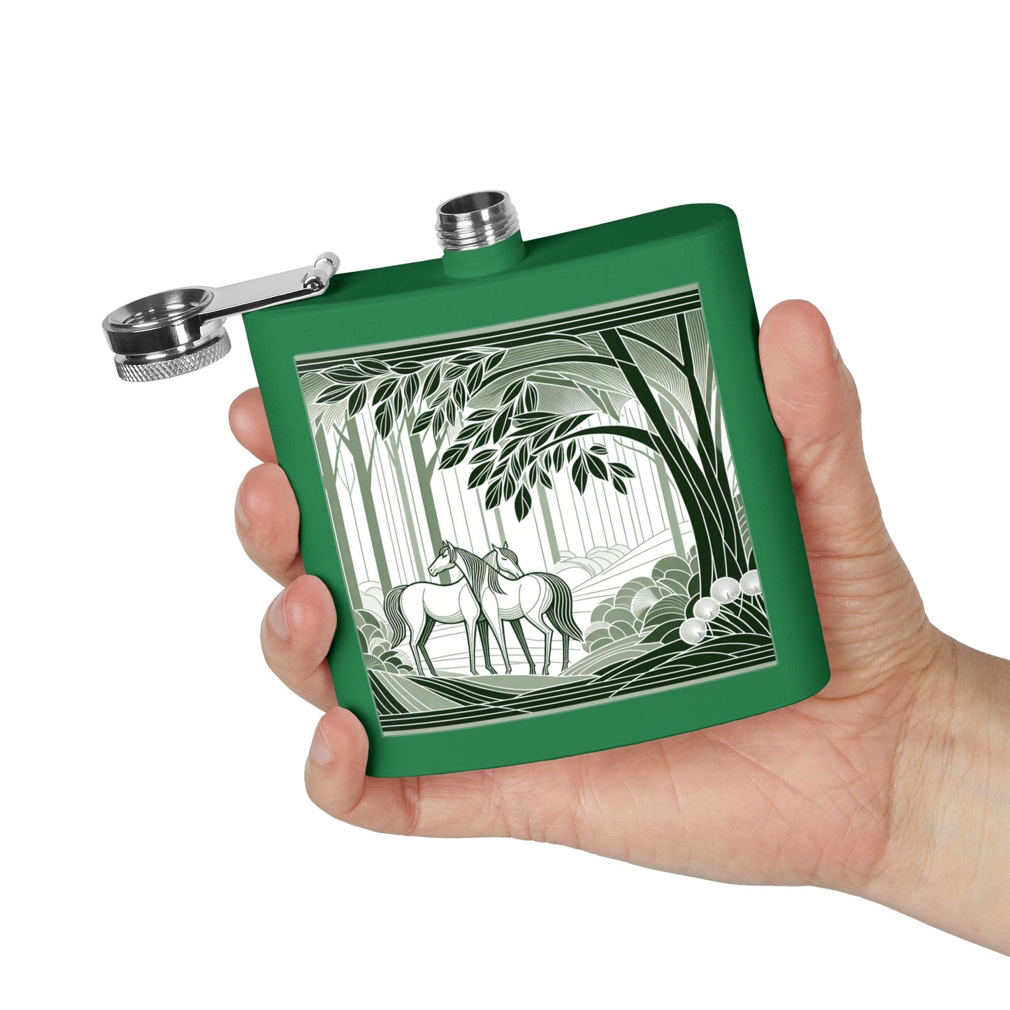 Woodland Horses Stainless Steel Flask - 6oz, Perfect Gift for Horse Lovers image 7