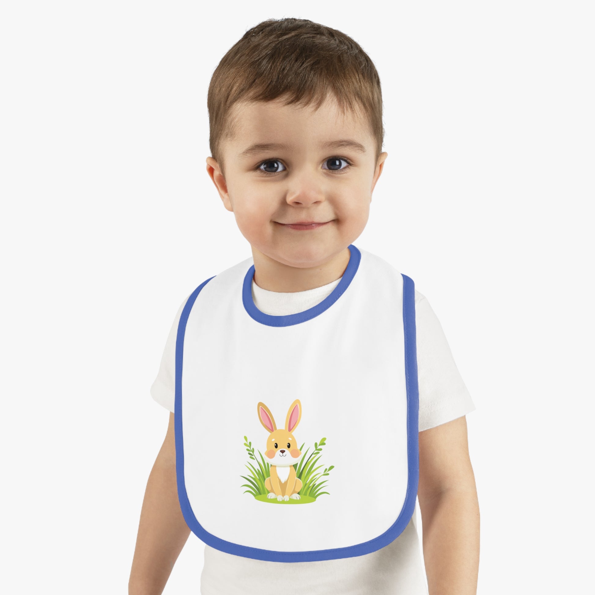 Cute Bunny Baby Bib - Adorable Contrast Trim Jersey Bib for Mealtime image 4