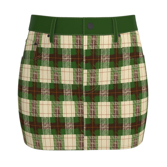 Forest Plaid Denim Skirt