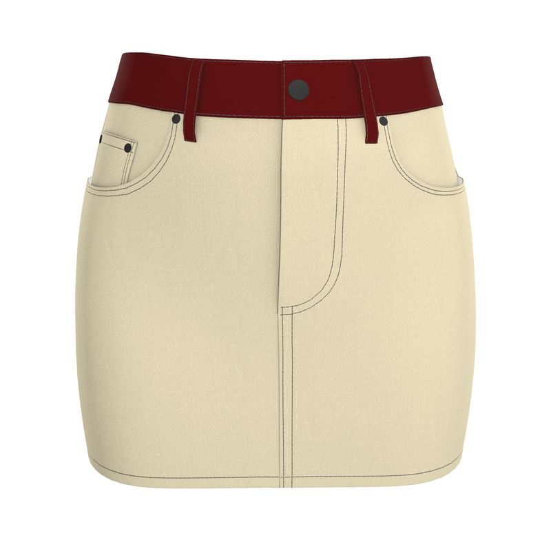 Cream Denim Skirt