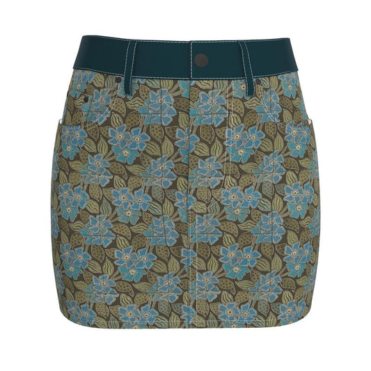 Deco Blue Flower Denim Skirt