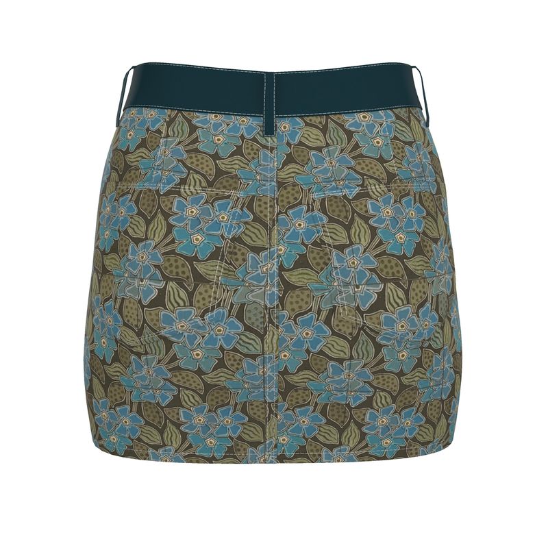 Deco Blue Flower Denim Skirt