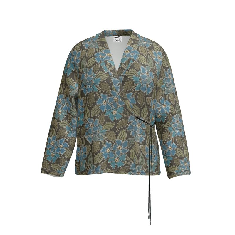 Deco Blue Flower Wrap Blazer