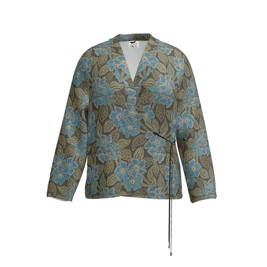 Deco Blue Flower Wrap Blazer