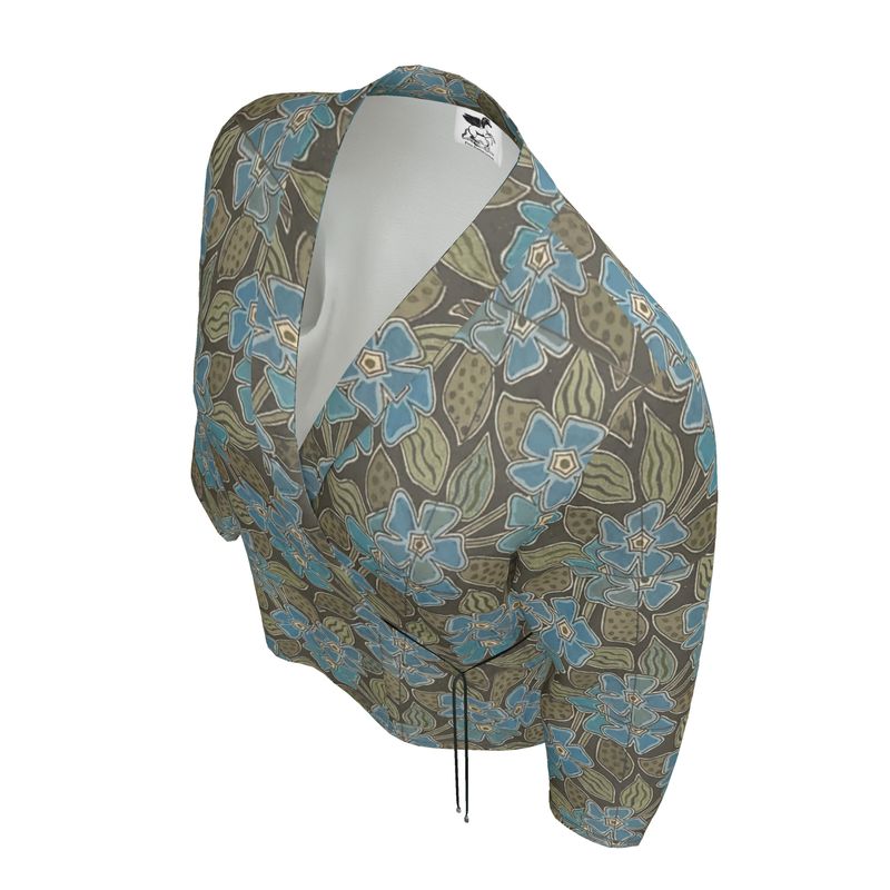 Deco Blue Flower Wrap Blazer