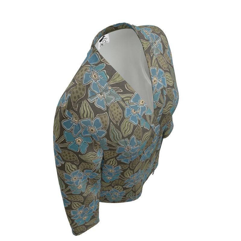 Deco Blue Flower Wrap Blazer