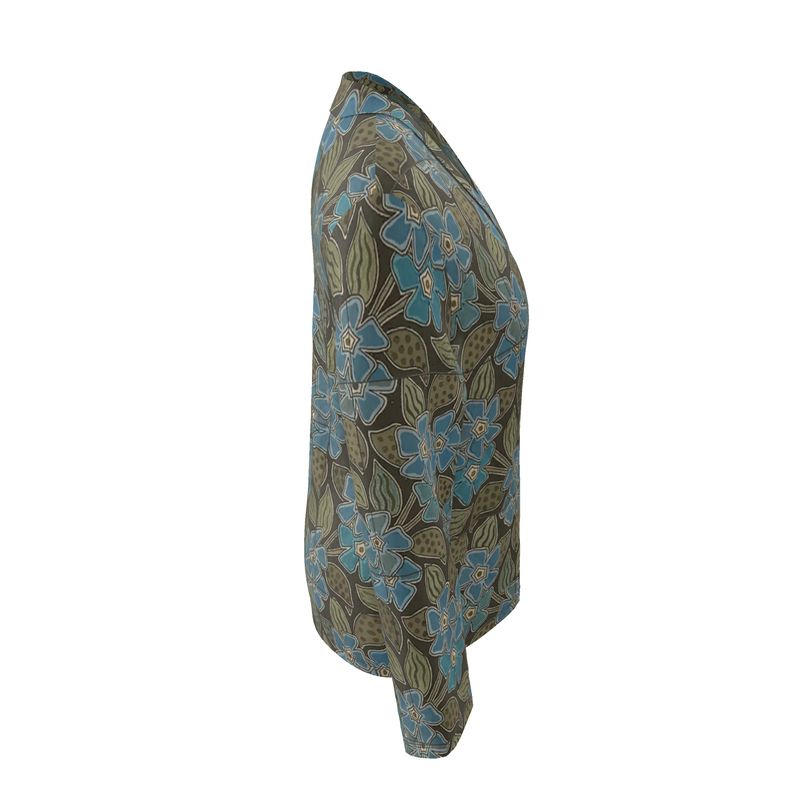 Deco Blue Flower Wrap Blazer