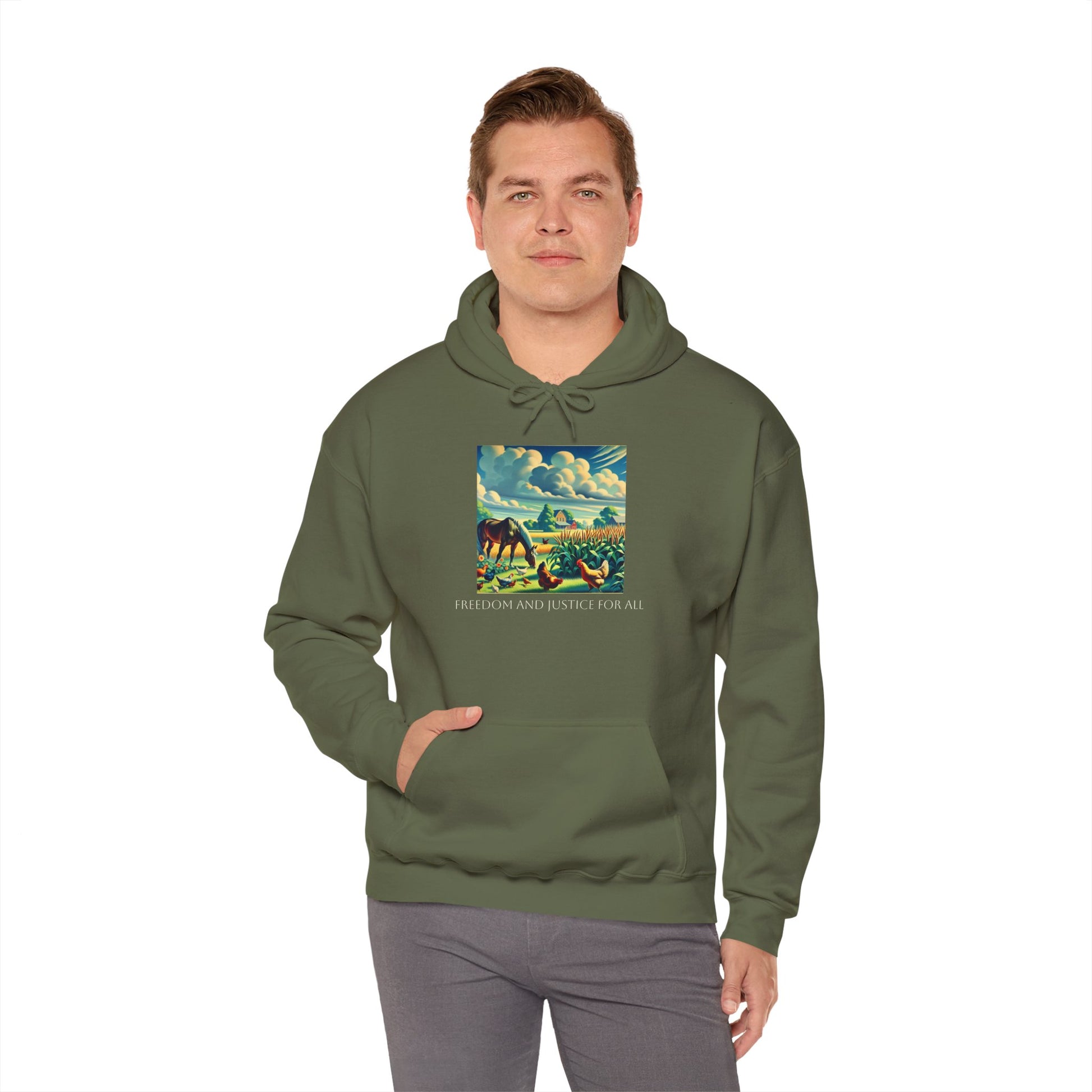 Farmers for a Free America -Freedom and Justice Hooded Sweatshirt for Farmers image 7