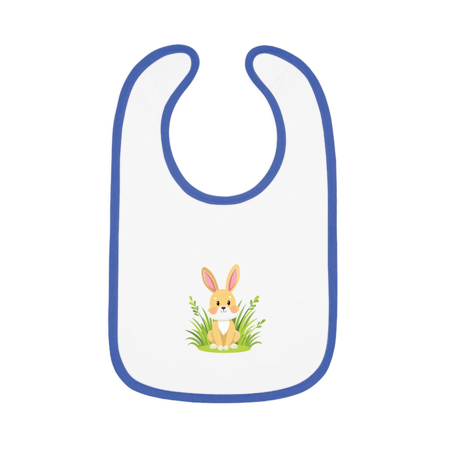 Cute Bunny Baby Bib - Adorable Contrast Trim Jersey Bib for Mealtime image 3