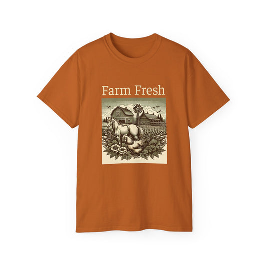 Farm Fresh Tee, Unisex Cotton Shirt, Country Life Apparel, Gardening Gift, Farm image 0