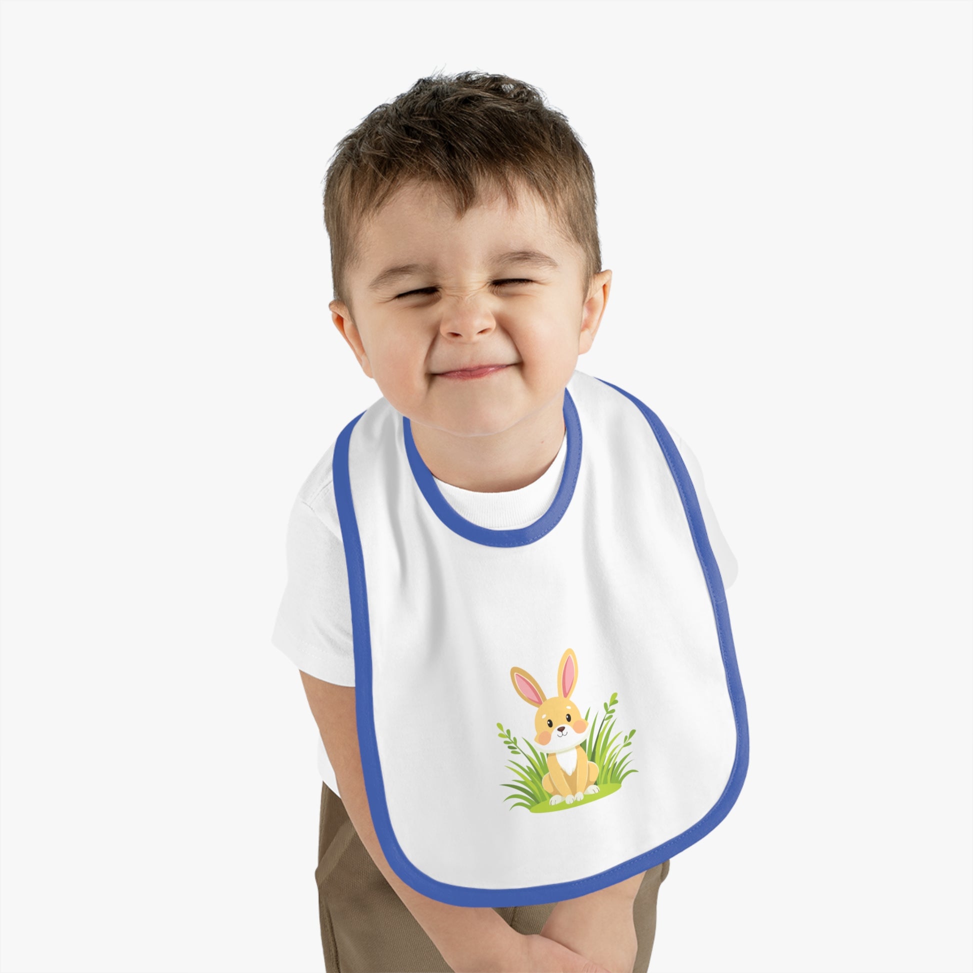 Cute Bunny Baby Bib - Adorable Contrast Trim Jersey Bib for Mealtime image 5